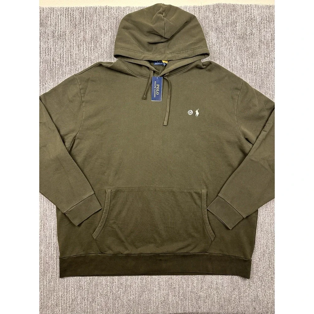NEW Polo Ralph Lauren Men's 4XB Green Hoodie Pullover Drawstrings Cotton 4XL Big
